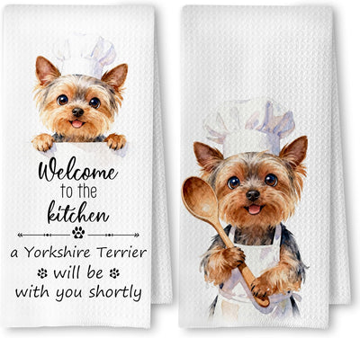 Toallas cocina Yorkie regalo mamá papá dueño 16x24