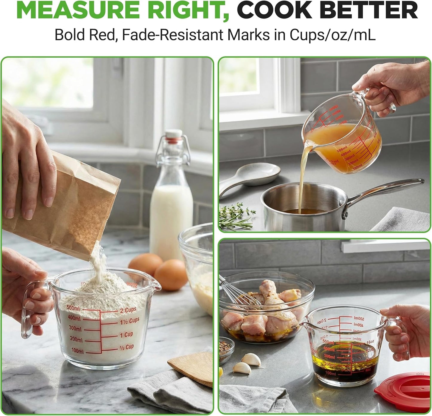 2 Pzas Tazas Medidoras Vidrio Borosilicato 19oz