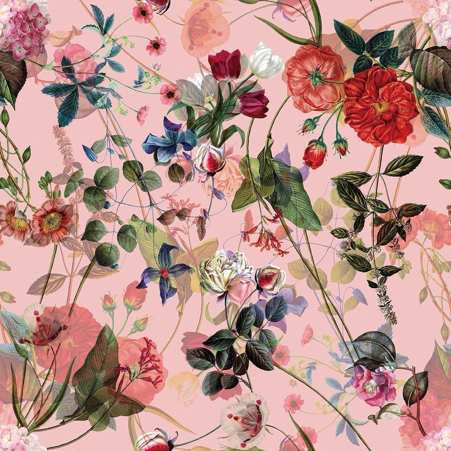 Papel tapiz floral autoadhesivo colorido para gabinetes