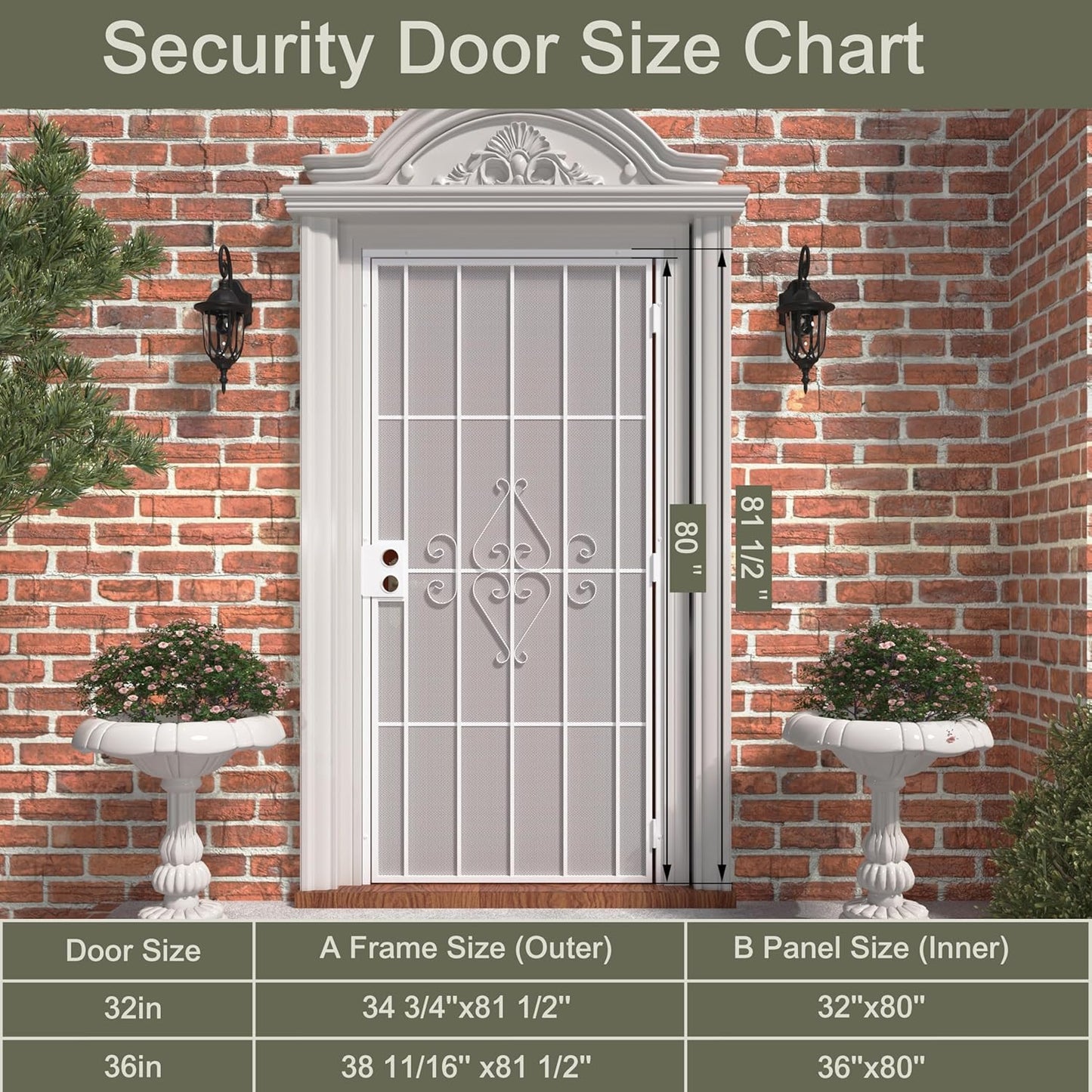 Puerta seguridad acero 36x80pulg pantalla metal expandido