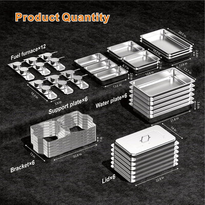 Set 8 Pzas Plato 9qt Acero Inox Bandeja Agua Eventos Plateado