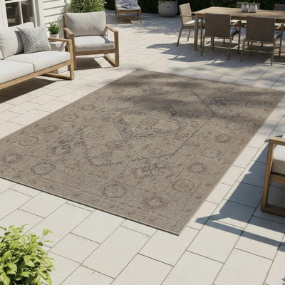 Alfombra terraza 8x10ft resistente manchas UV color beige