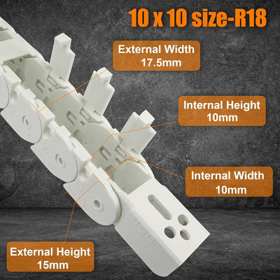 Cadena arrastre puente R18 0.394x0.394pulg pista portacables
