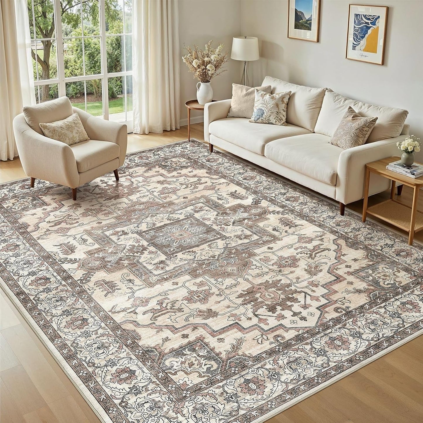 Alfombras 5x7 vintage lavable antideslizante sala dormitorio