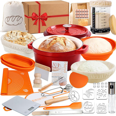 Kit masa madre con olla hierro fundido y cesta pan