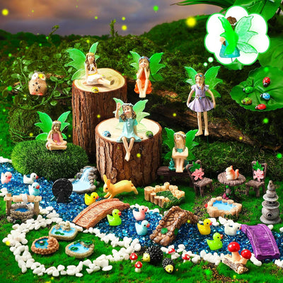 Set 50 pzas accesorios jardín hadas con alas luminosas