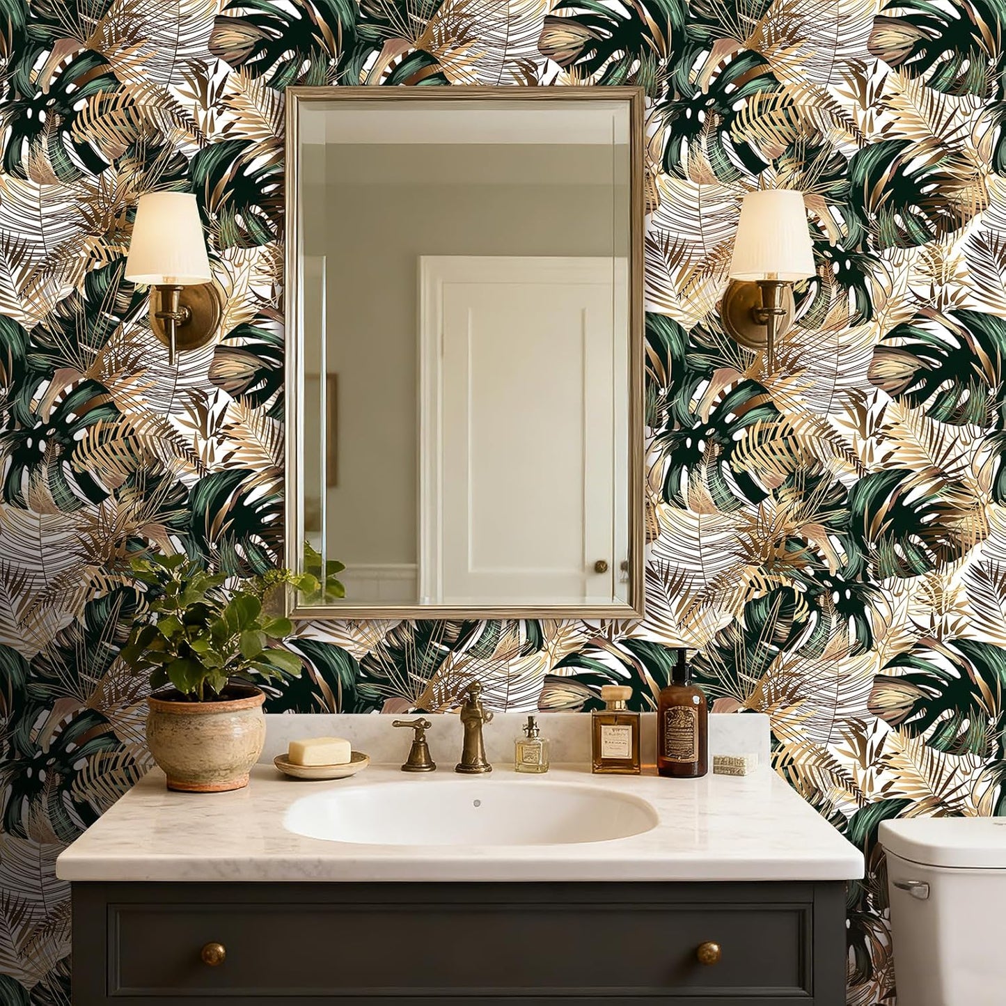 Papel tapiz tropical adhesivo extraíble 17.5x80pulg