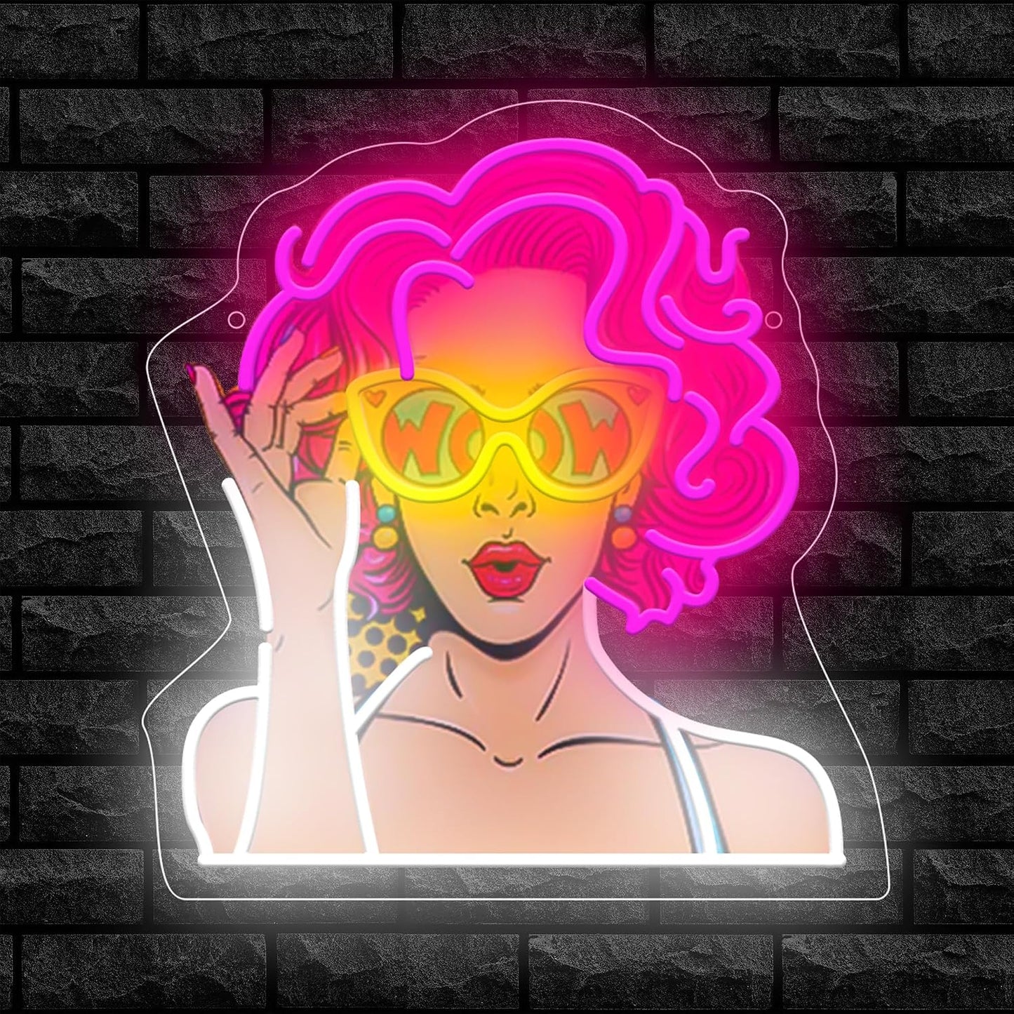 Letrero neón Pop Art Beauty Lady retro para bar dormitorio