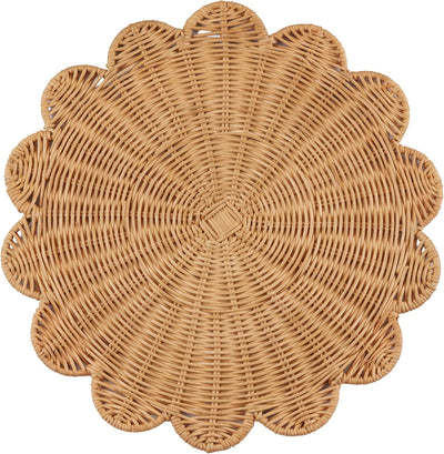 Mantel Rattán Set 4 Diseño Escallop para Comedor