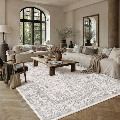 Alfombra gris vintage antideslizante 8x10pulg sala oficina