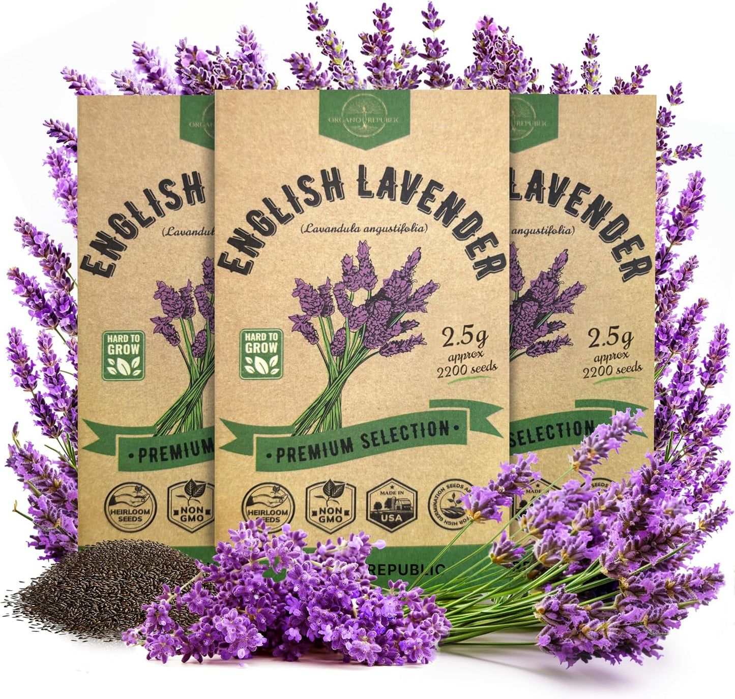 Paquete 3 Semillas Lavanda Inglesa 7.5g Reliquia Sin OMG