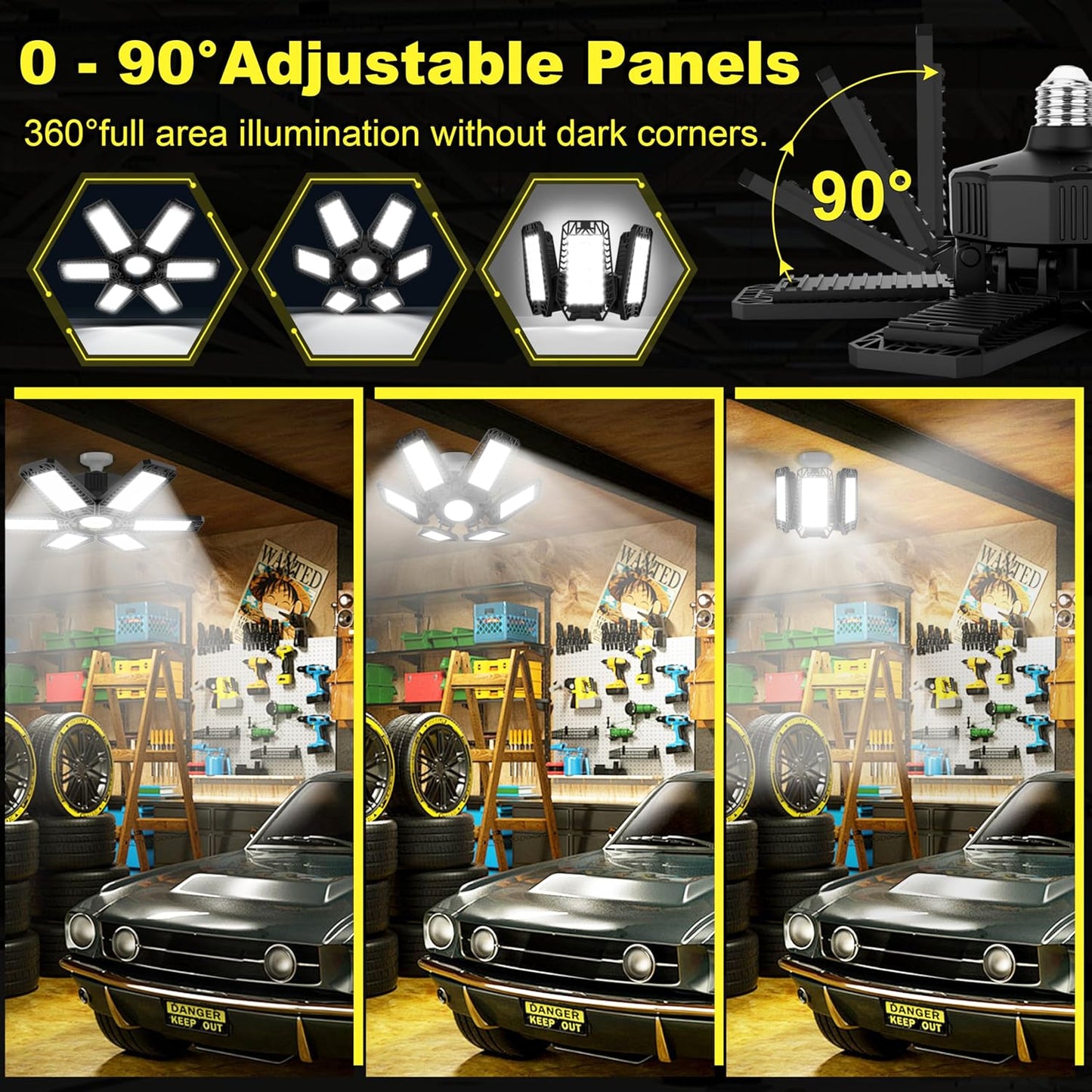 4 Luces LED Garaje E26/E27 6500K