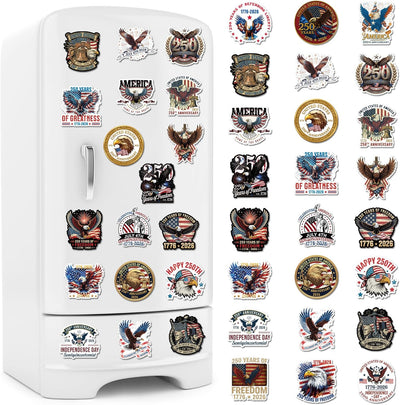 Juego de 24 imanes para nevera con motivo 250 aniversario Estados Unidos Águila