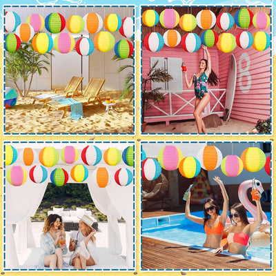30 Linternas papel bola playa decoración fiesta verano