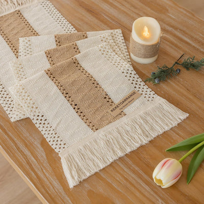 Mesa de arpillera 60x13 beige marrón