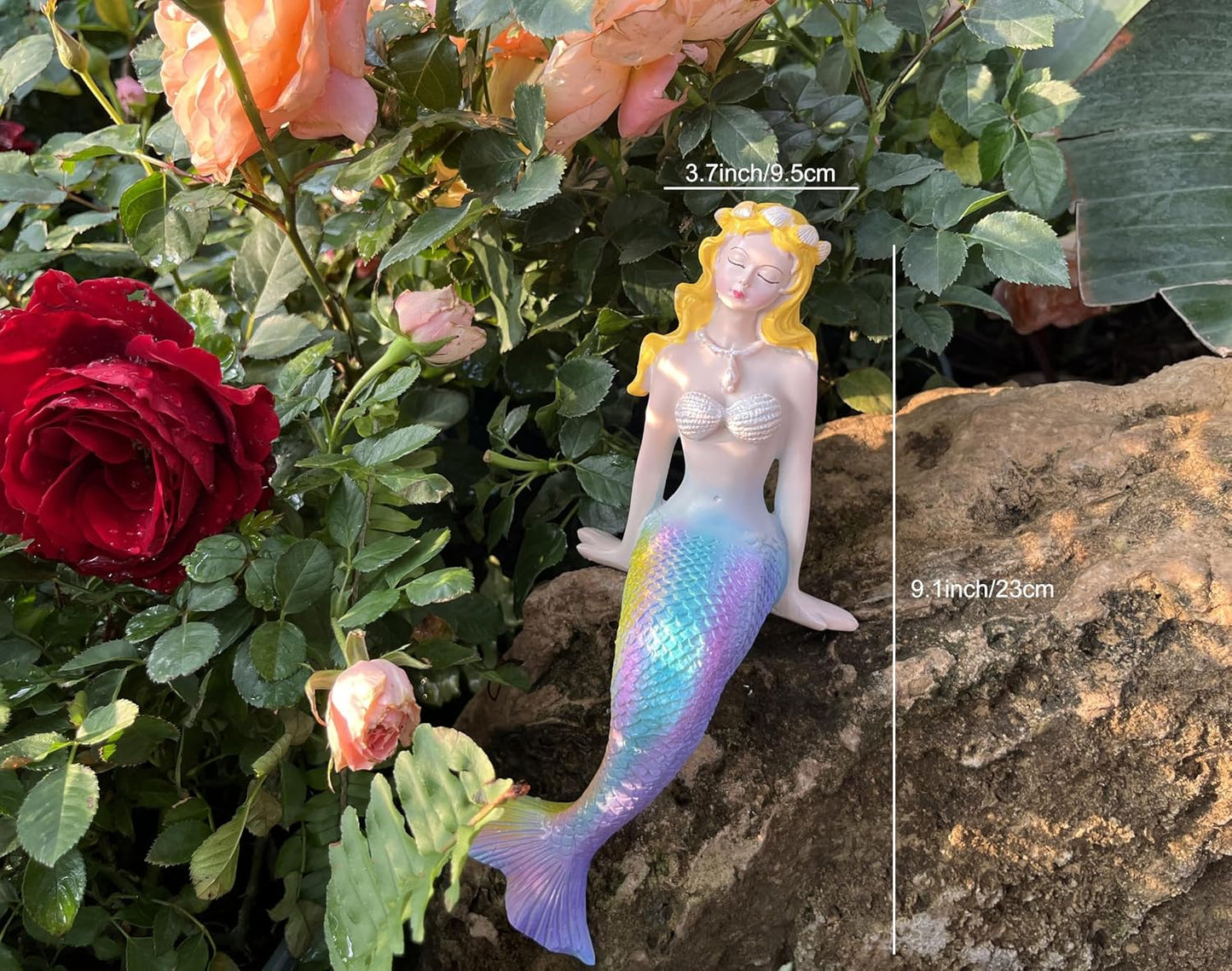 Figura sirena resina para jardín 9pulg