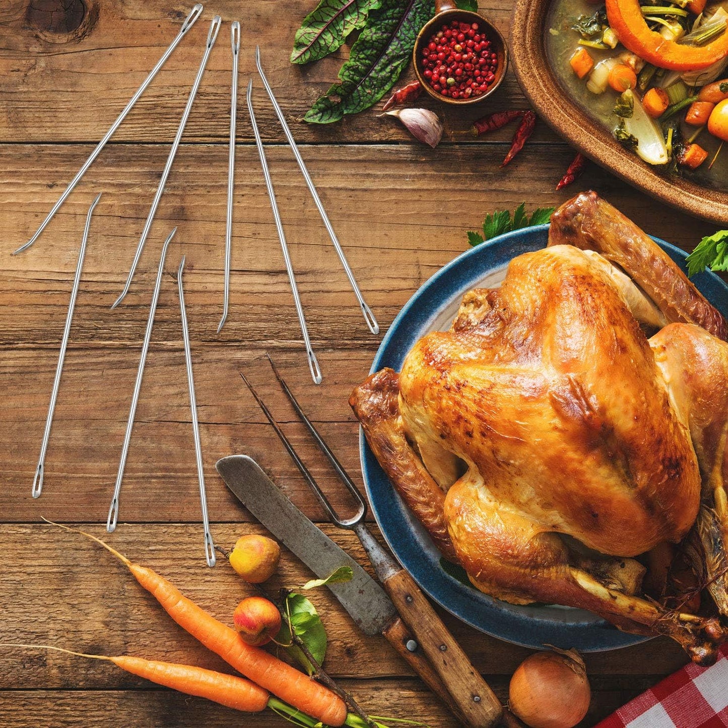 6 Agujas Curvadas Acero Inox para Carnes Enrolladas