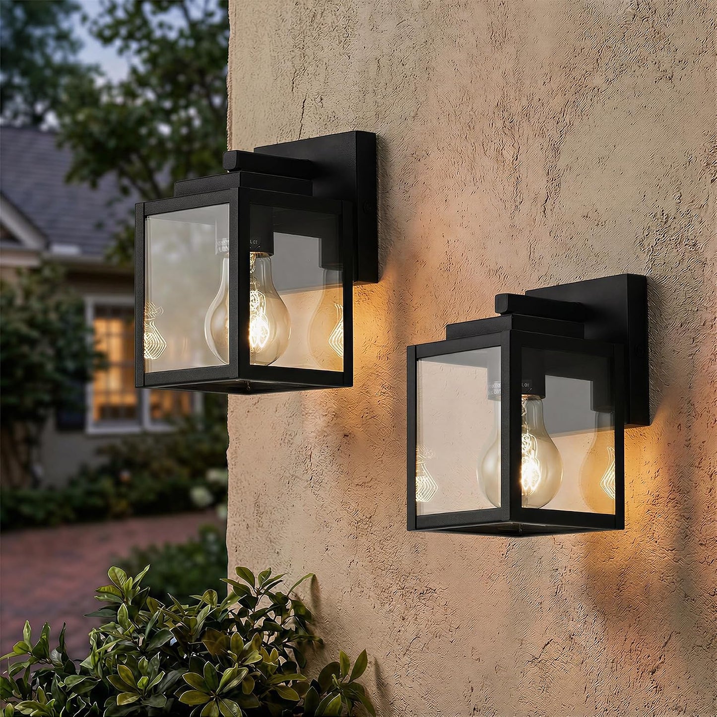 Aplique pared exterior 7pulg 1 luz negro mate metal vidrio