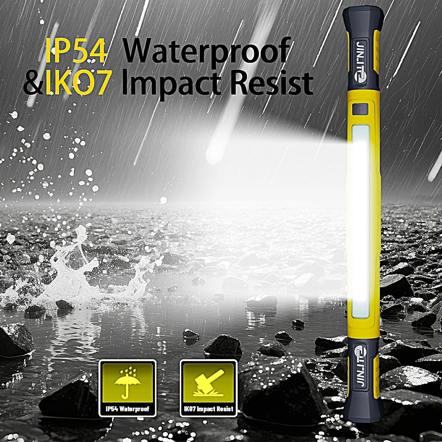 Luz magnética LED recargable 3000 lúmenes taller garaje amarillo