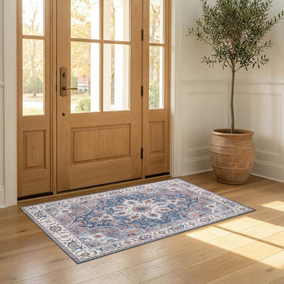 Alfombra felpilla estampada 3x5ft color azul marino