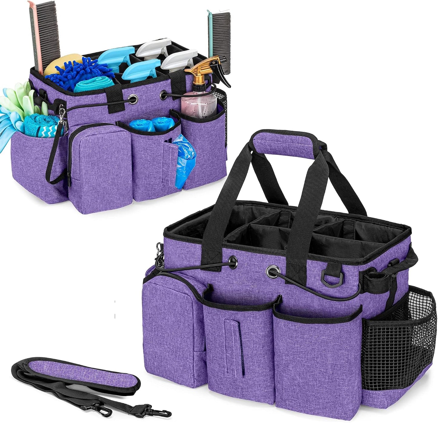 Organizador limpieza grande divisor desmontable asa morado