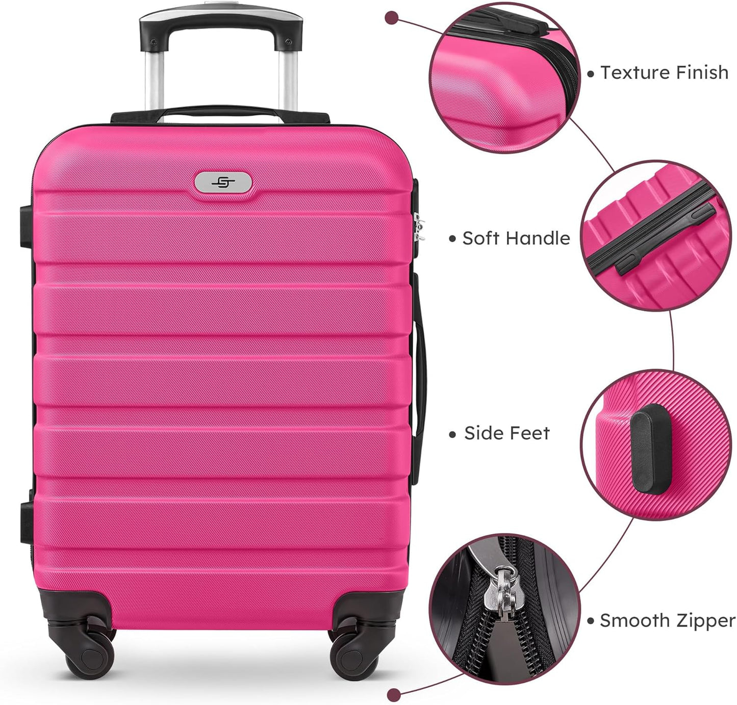 Set 4 maletas rígidas con ruedas 16-28pulg rojo rosa