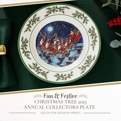 Plato Navidad Spode Tree Annual 10pulg Porcelana Apto Microondas