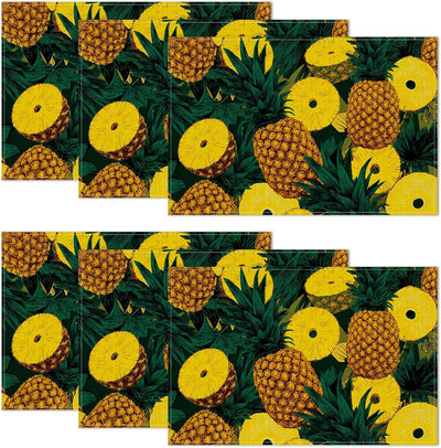 Juego de 6 manteles hawaianos tropicales de piña 12 x 18 pulgadas