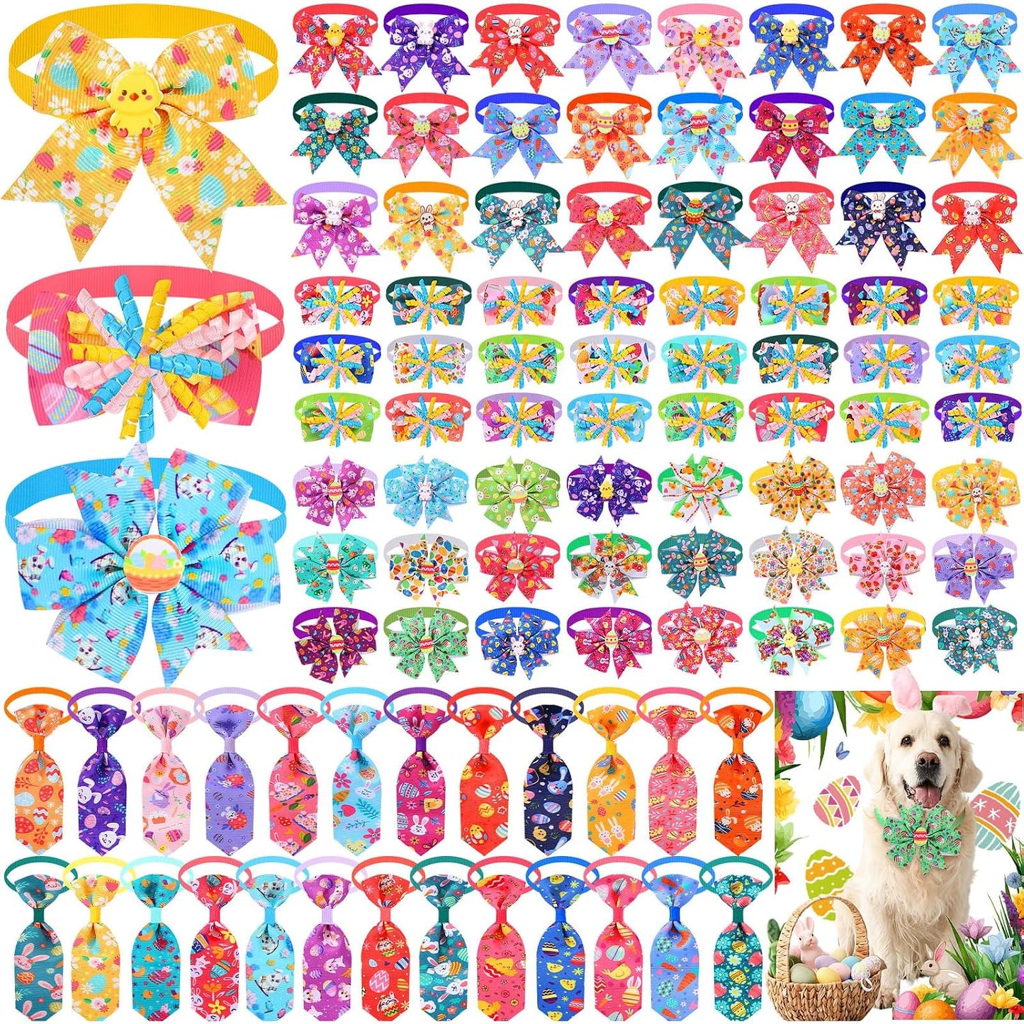 100 Corbatines Pascua Perro Ajustable Pajarita Conejito