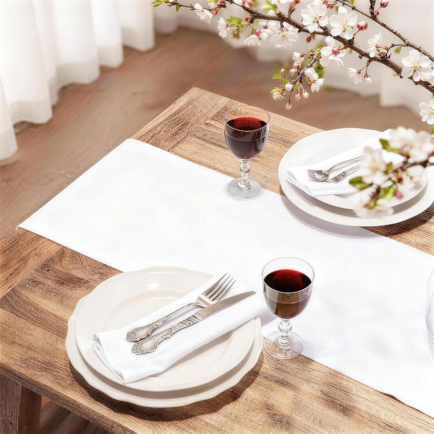 Camino de mesa blanco decorativo impermeable 12 x 36 pulgadas