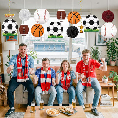 14 Linternas Papel Decoración Fiesta Deportiva Fútbol Baloncesto