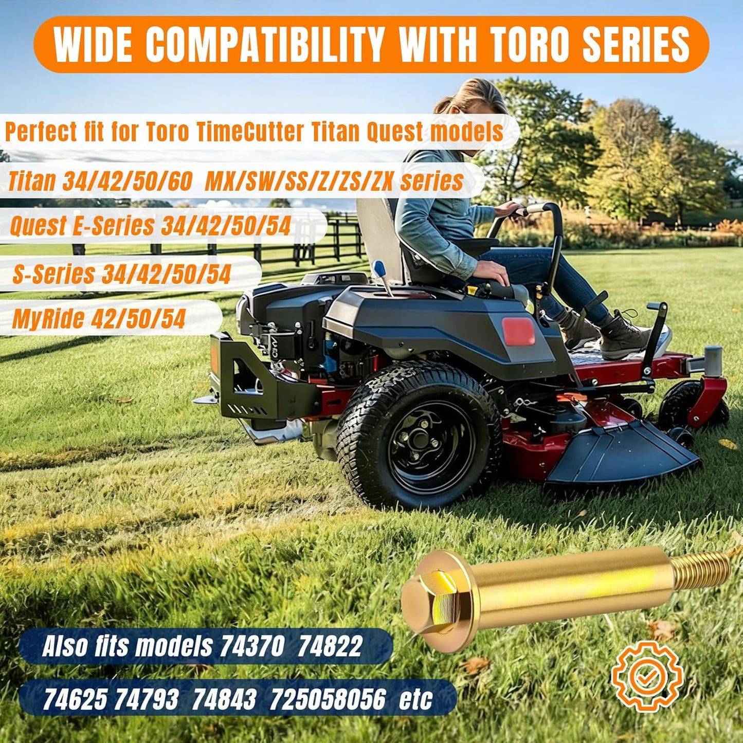 Perno hombro repuesto compat. Toro TimeCutter Titan Quest Exmark