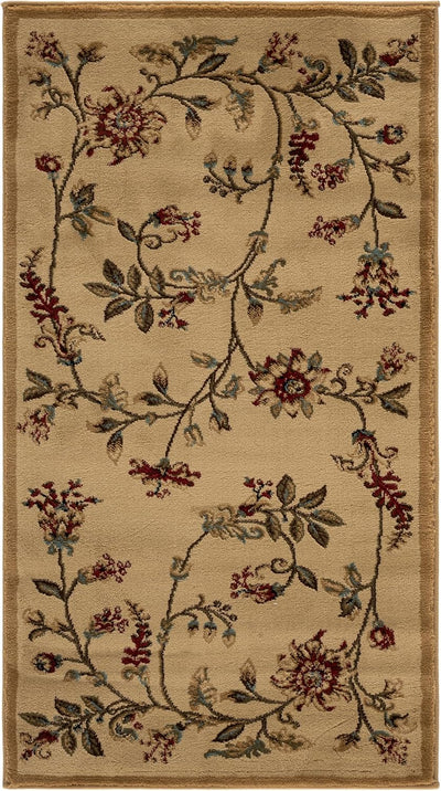 Alfombra área 2'3"x4' marfil y multicolor no pelusa fácil limpieza