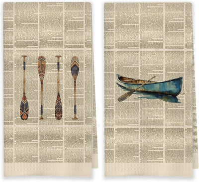 Toallas de cocina vintage Lake Coastal Beach, juego de 2