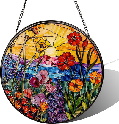 Atrapasol cristal emplomado flores para ventana