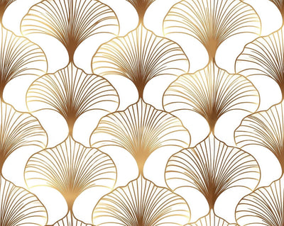 Papel tapiz Art Deco dorado minimalista patrón abanico
