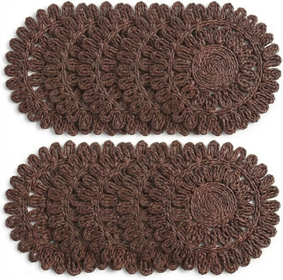 Set 10 Manteles Tejidos Flores 13.8pulg Vintage Bohemio
