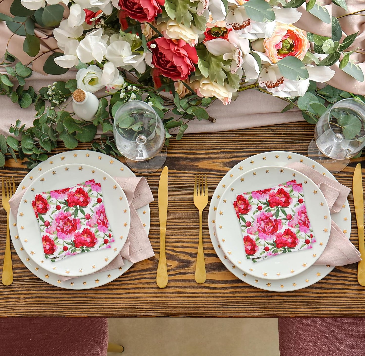 Servilletas para coctel de flores peonía 100 unidades