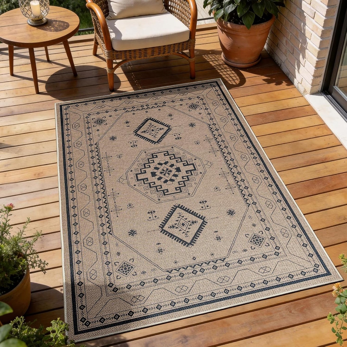 Alfombra yute sintético 3x5ft duradera bohemia para entrada puerta