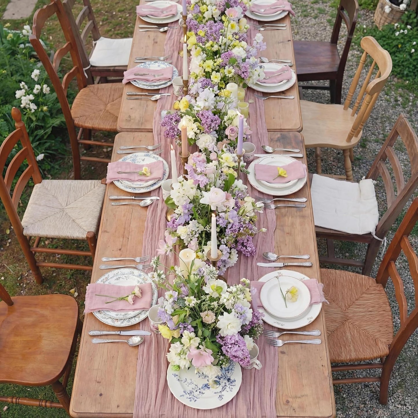 Mesa Camino Estopilla Rosa Polvoriento Estilo Rústico 10ft