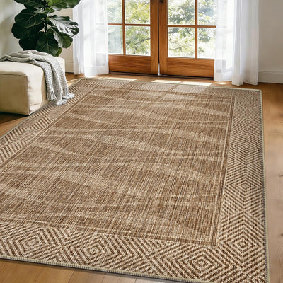 Alfombra yute 5x7ft antideslizante con borde goma para interiores
