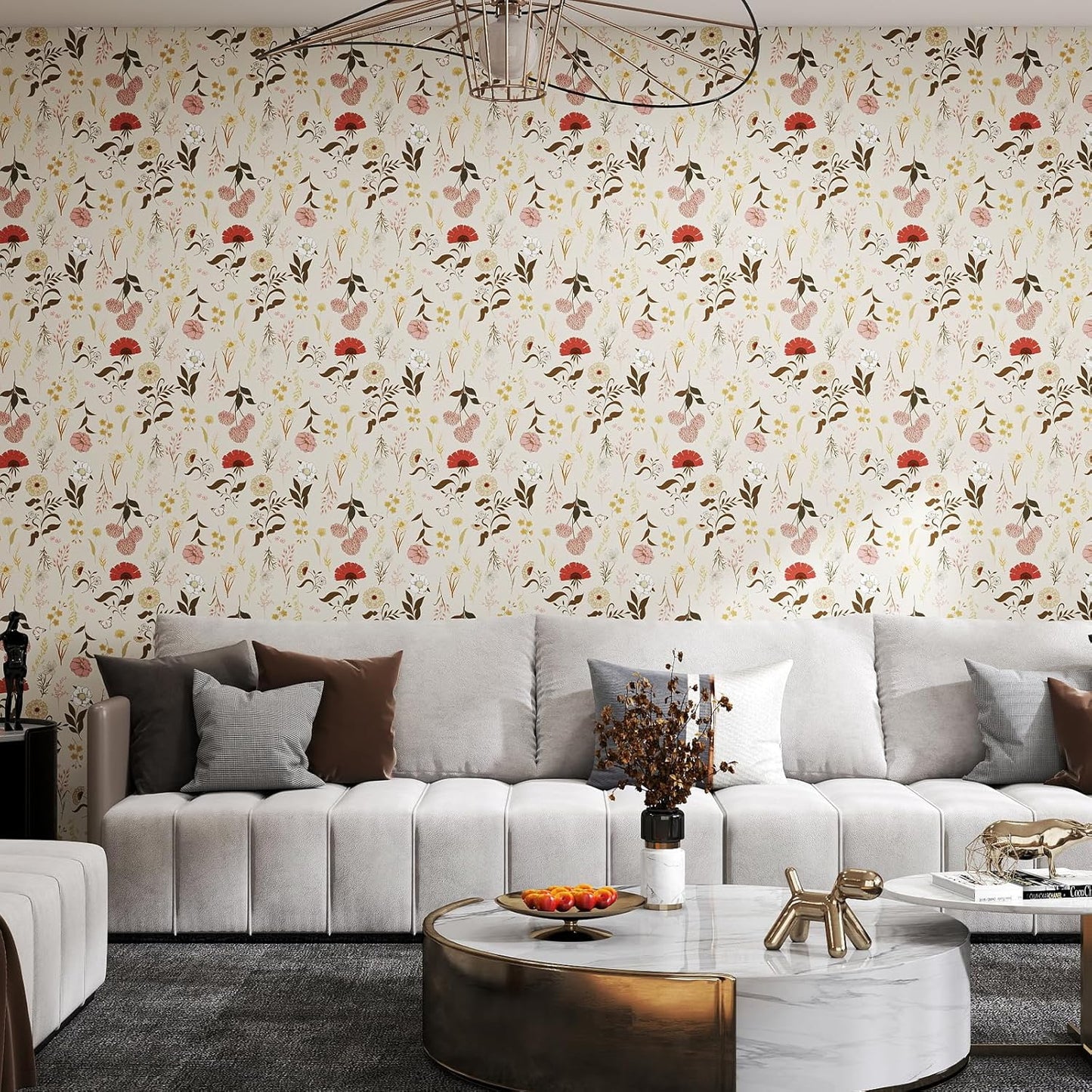 Papel tapiz autoadhesivo vintage mariposa beige