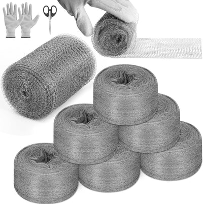 Set 6 ratones lana acero 3.2x60ft + malla 5x30ft