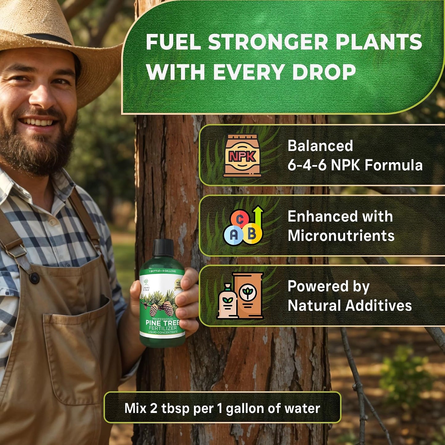 Fertilizante líquido 6-4-6 para pinos y arbustos 8oz