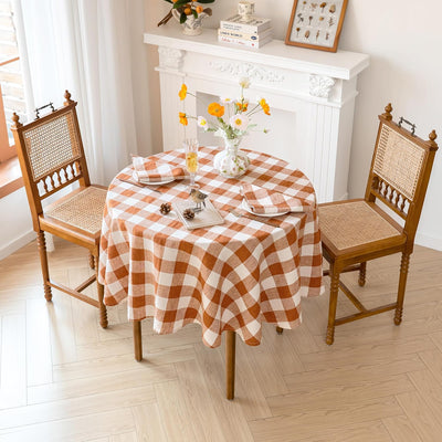 Set 5 servilletas y manteles gingham rust checkered 90x20pulg
