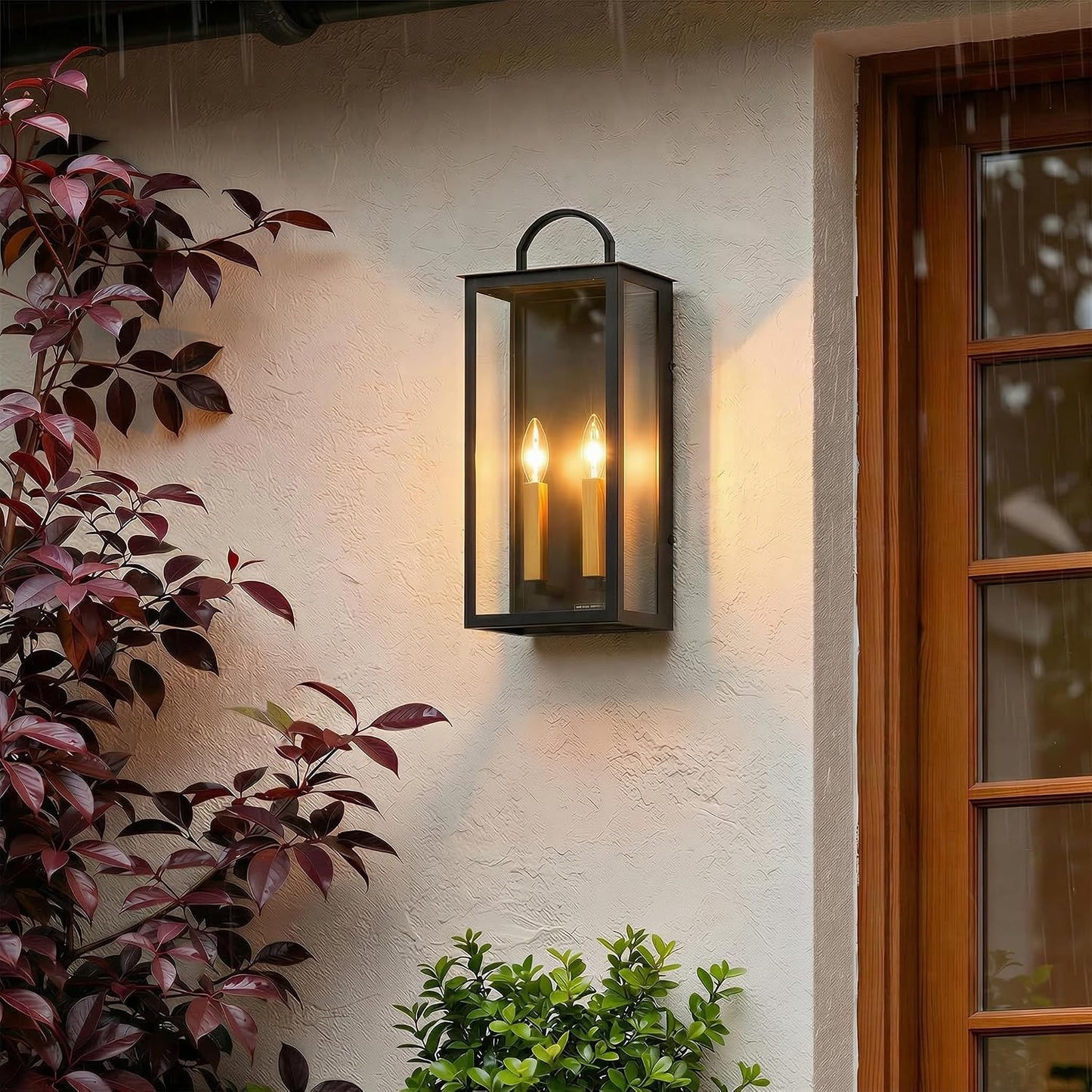 Lámpara pared exterior 20pulg impermeable rectángulo negro