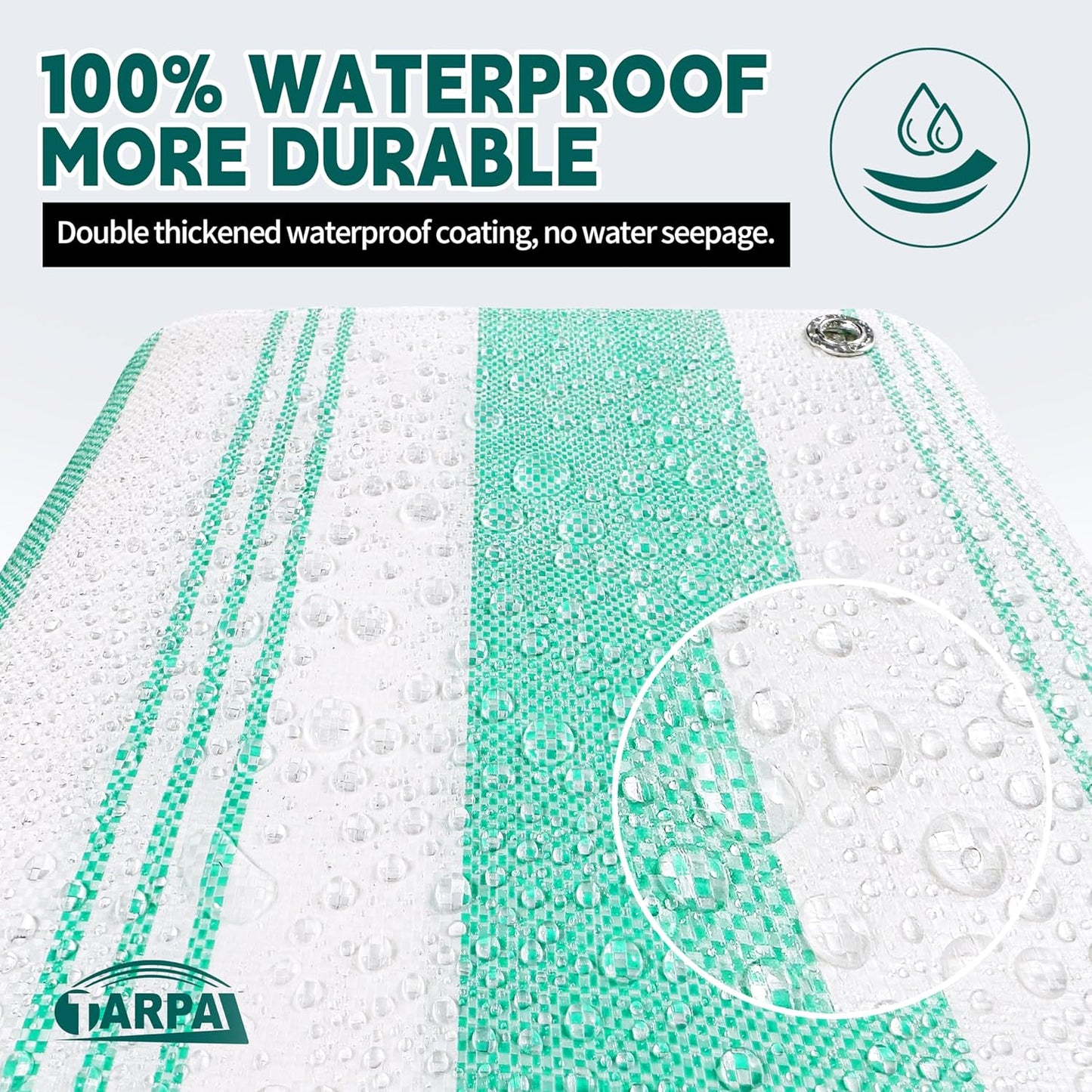 Lona resistente 12mil rayada verde/blanco multiusos