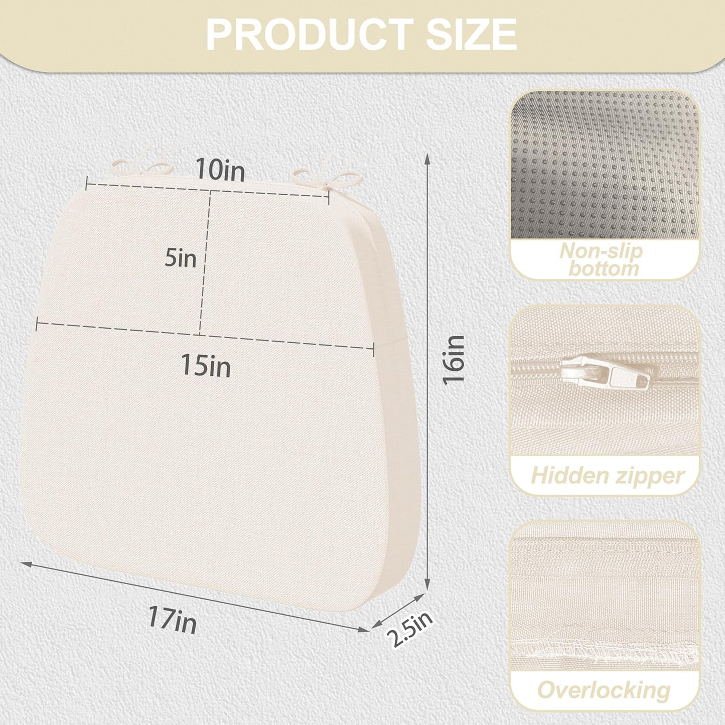 Cojines silla 17x16pulg set 8 resistentes al agua con lazo
