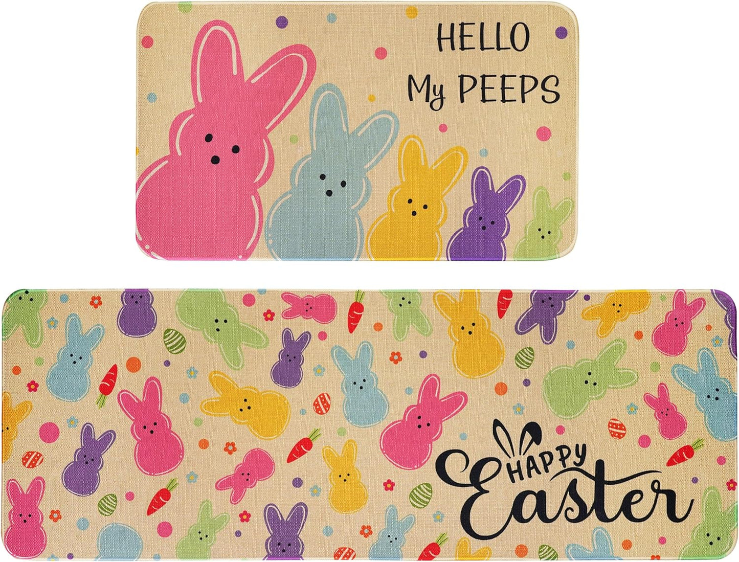 Juego de 2 alfombras de cocina de Pascua antideslizantes para el piso