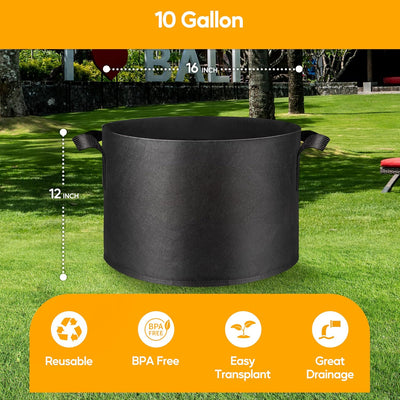 5 Pzas Bolsas Cultivo 10gal Tela No Tejida con Asas